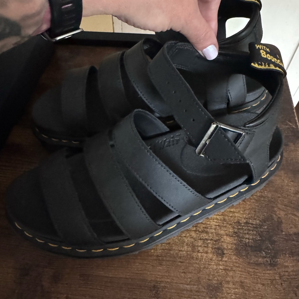 Dr. Martens Black Leather Slip-On Sandals